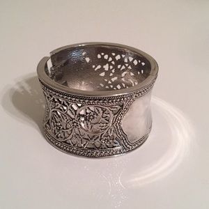 Silver Flower Cuff Bracelet